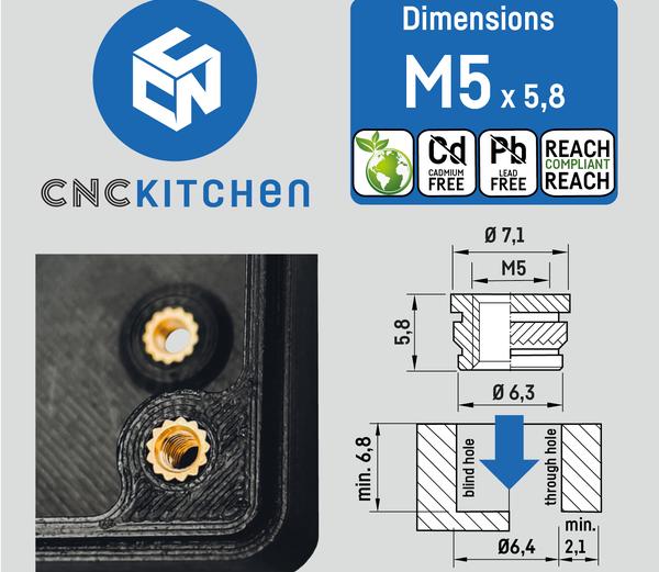CNC Kitchen original threaded inserts M5x5.8